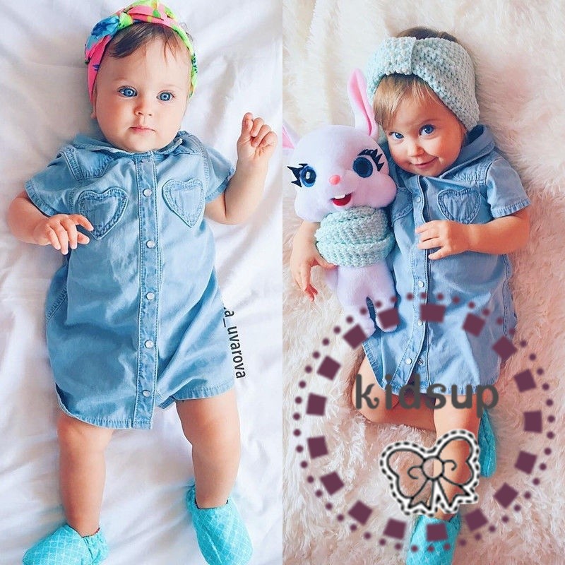✸ღ✸Princess Kids Baby Girls Casual Denim T-shirt Party Pageant Dress Skirt Clothes