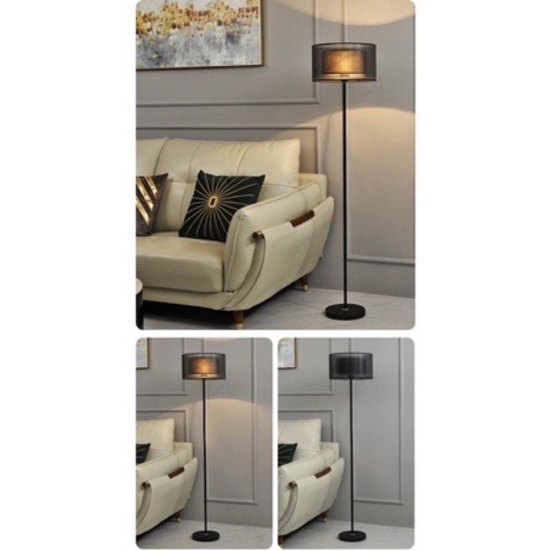 Đèn cây đứng trang trí chao trụ 2 tầng chao