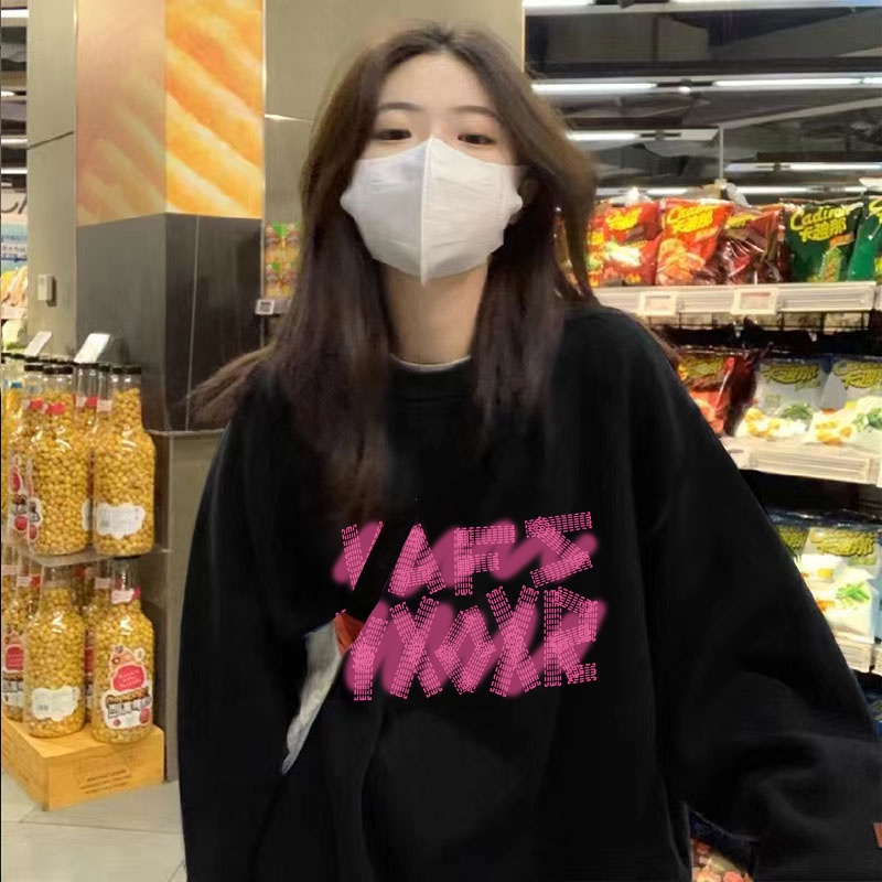 NRVP Áo thun tay dài oversize in họa tiết phong cách Hàn Quốc cho nữ