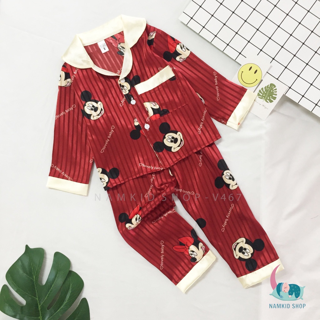 Đồ Bộ Pijama Dài Tay Chất Gấm Cao Cấp Họa Tiết Hoạt Hình Đáng Yêu,Mặc Nhà Cho Bé Namkidshop (V467)