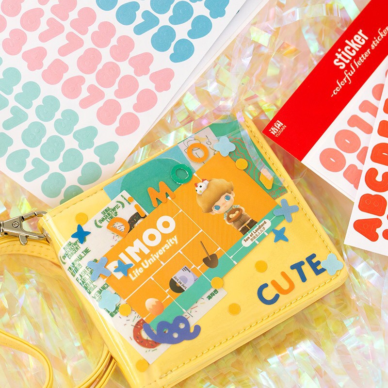 Set 2 stickers alphabet confetti trang trí polcol