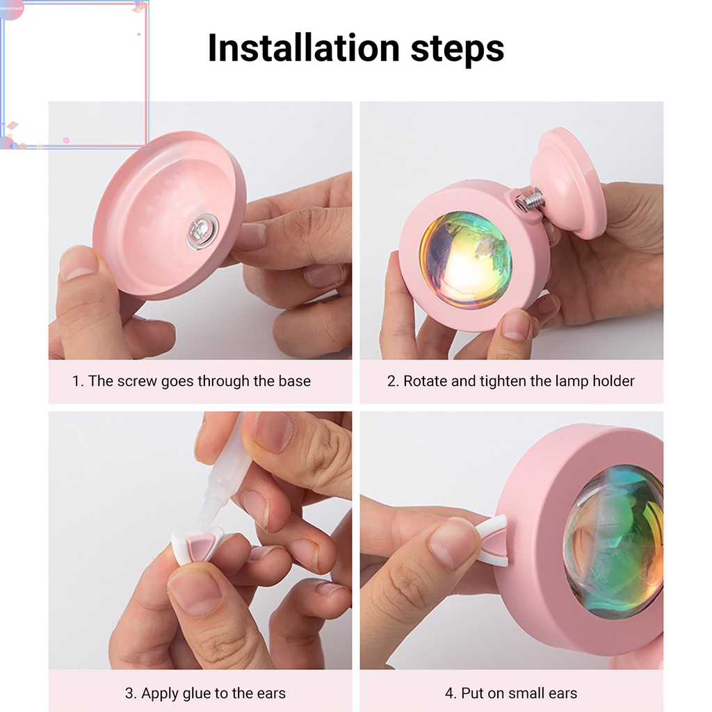 Đèn LED chiếu hình trang sức hình tai thỏ hoàng hôn trong phòng ngủ