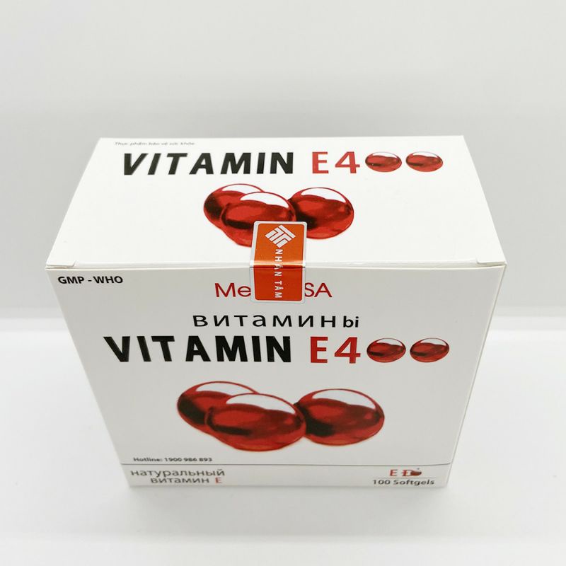 Viên uống đẹp da Vitamin E400 E Đỏ 4000mcg, Aloe vera 500mg - Hộp 100 viên