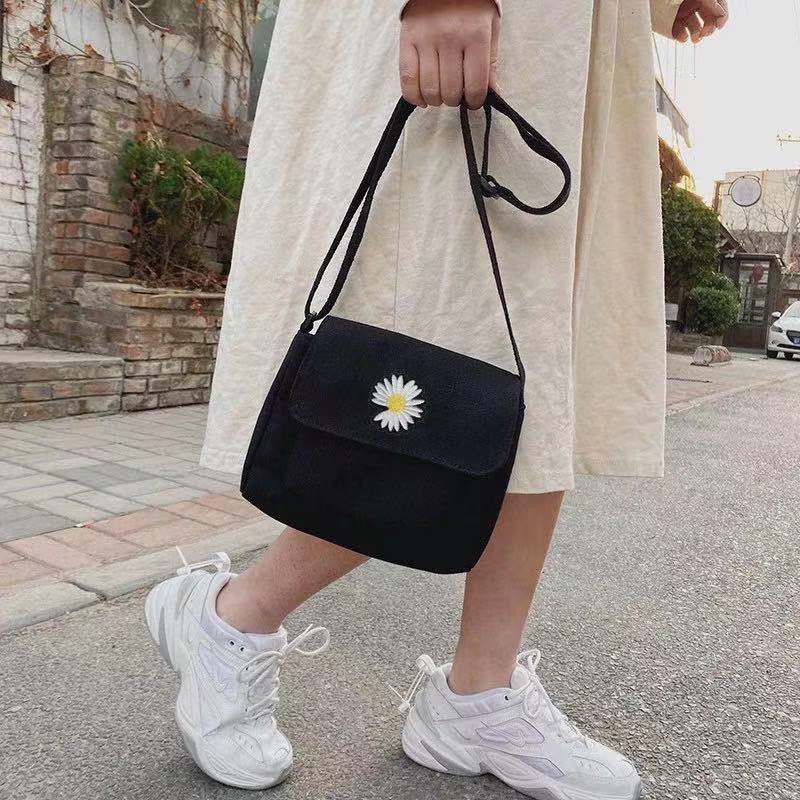 Túi Vải Canvas Họa Tiết Hoa Cúc Xinh Xắn Cho Nữ