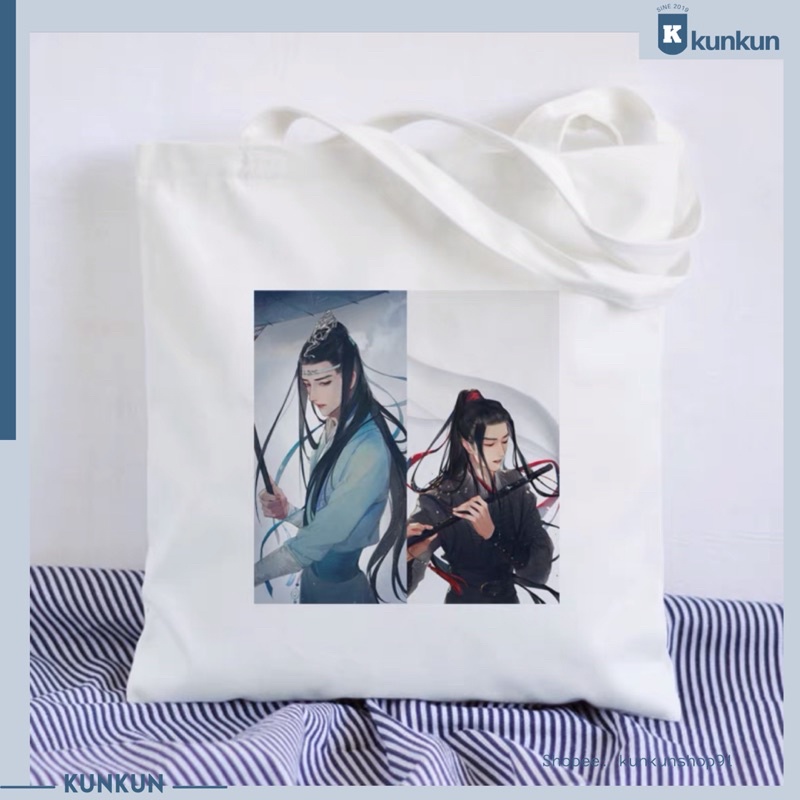 Túi tote in hình Ma Đạo Tổ Sư - Trần Tình Lệnh, Tiêu Chiến, Vương Nhất Bác Lam Vong Cơ