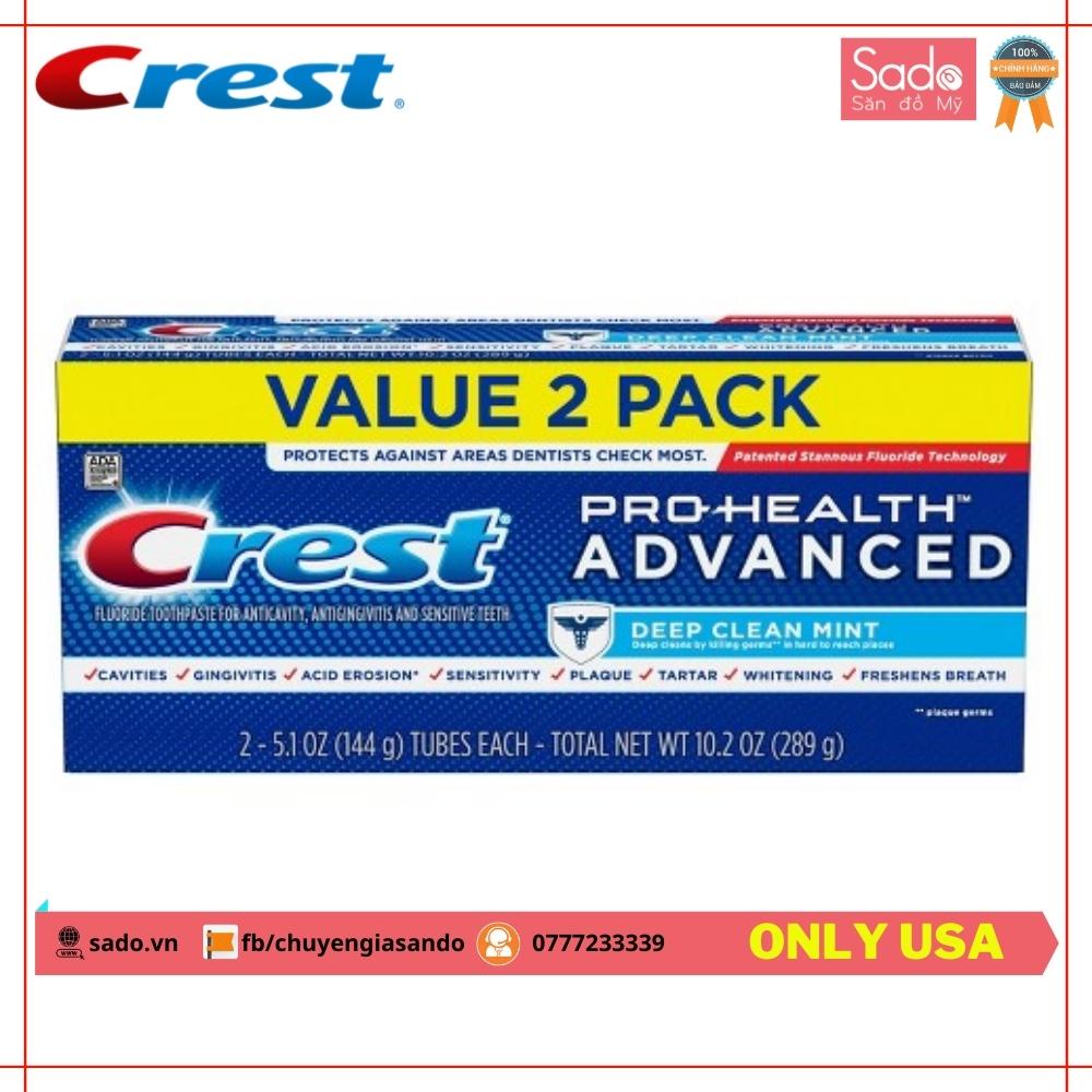 [MỚI] Kem đánh răng Crest Pro Health Advanced - Deep Clean Mint 5.1 oz 2 pack CHUẨN MỸ