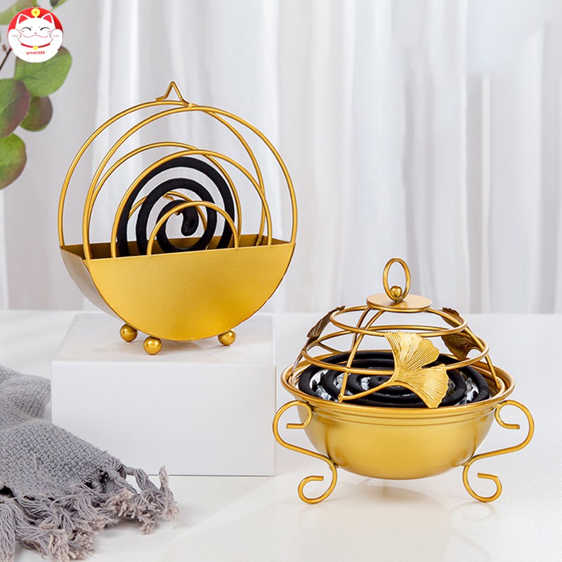 Mosquito Coil Holder Ginkgo Leaf Summer Day Iron Mosquito Repellent Incenses Rack Plate Indoor Home Decoration