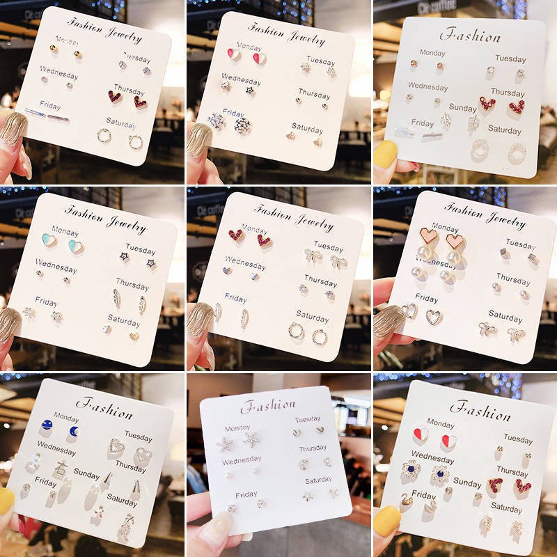 [SET 6 Đôi] Khuyên Tai Mini Đeo Các Ngày Trong Tuần Hot Tiktok Molangshop