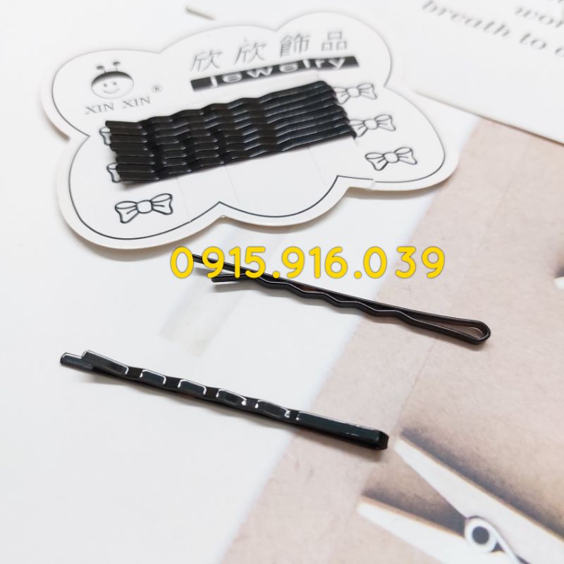 SET 10 KẸP TĂM ĐEN, Kẹp Gim Tăm Cứng Chữ Y Dùng Cho Makeup Làm Tóc