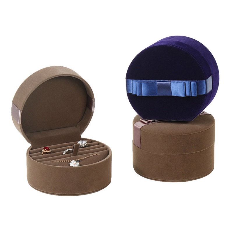 Hộp Đựng Trang Sức Hình Tròn Bằng Vải Nhung Thiết Kế Nhỏ Gọn