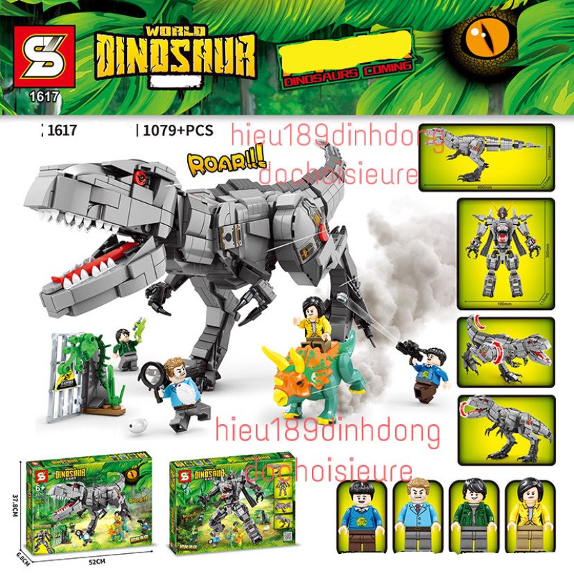 Lắp ráp xếp hình Jurassic World Dinosaur khủng long bạo chúa t rex trắng SY 1617