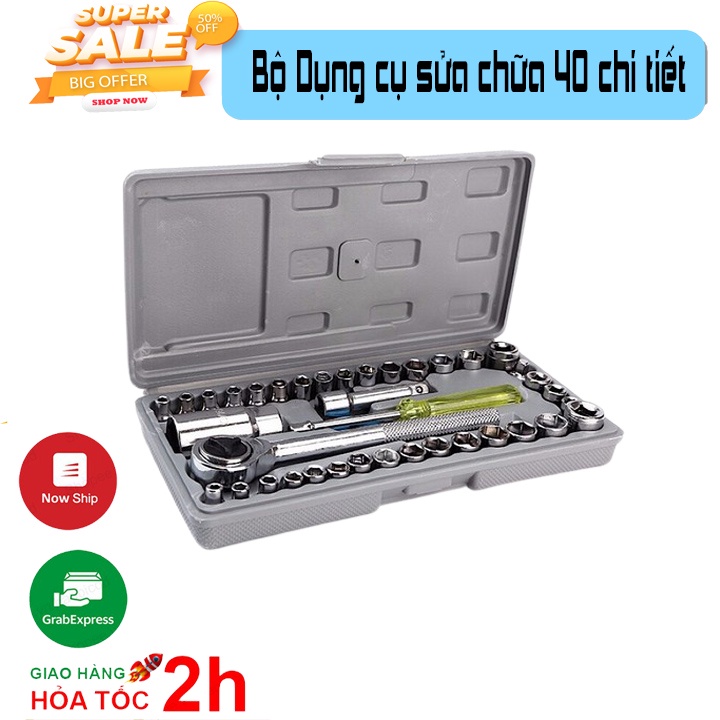 Bộ sửa chữa mở siết ốc 40 chi tiết chuyên dụng cho xe máy và ô tô