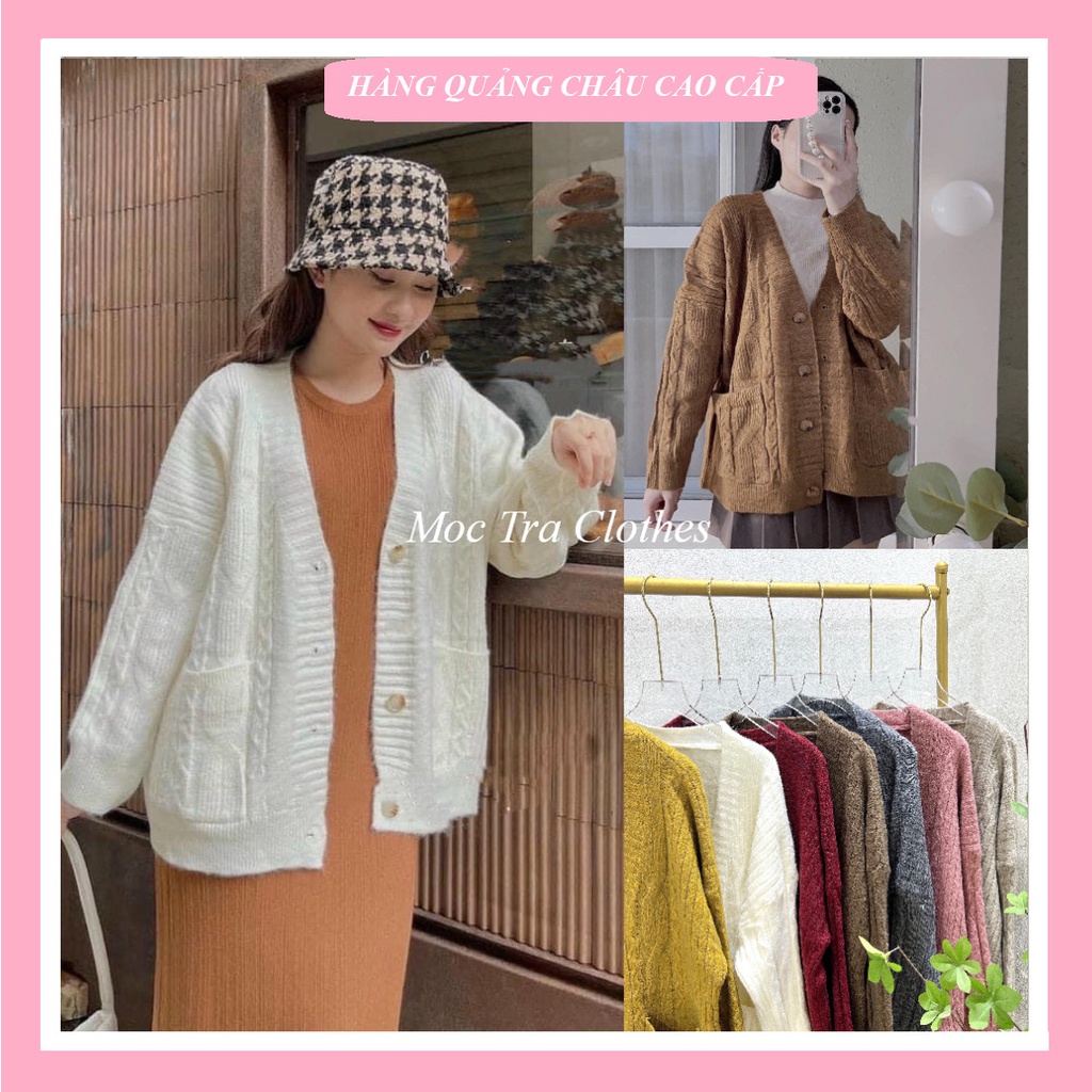 Áo khoác cadigan len nữ Quảng Châu trơn nhiều màu siêu xinh, Áo len thừng nữ mùa đông rẻ đẹp trẻ trung