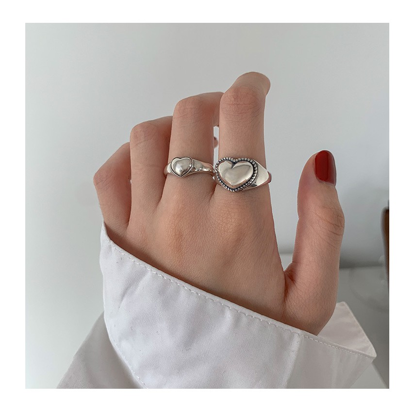Nhẫn nữ bạc ý 925 trái tim trang sức idol tiktok
