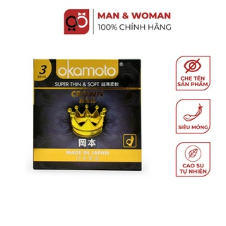 Bao cao su Okamoto Crown Siêu mỏng Và Mềm mại Cở Nhỏ Hộp 3 Cái CON310