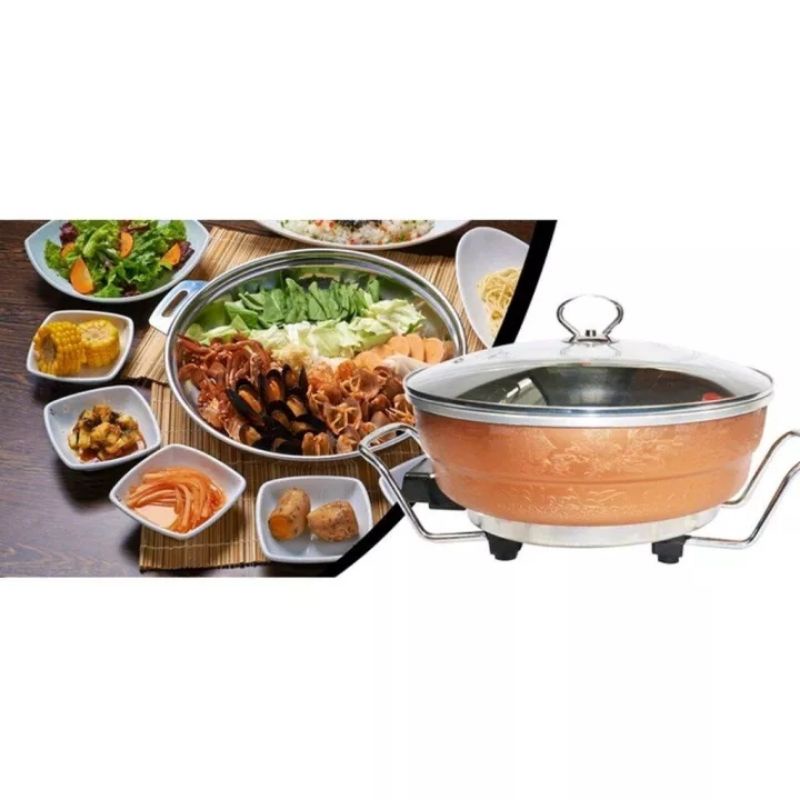 Nồi Lẩu Kiêm Chảo Điện Đa Năng có vỉ hấp OSAKA Họa Tiết Cao Cấp