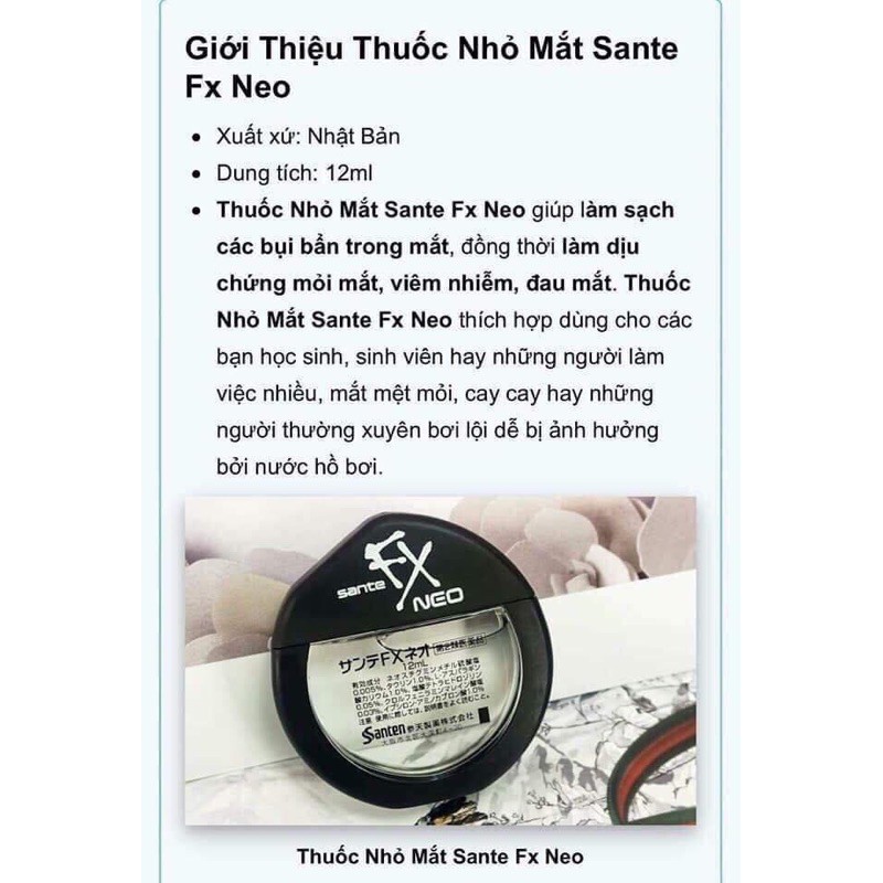 Nước nhỏ mắt S.an_te  Fx Ne O.nội địa Nhật[Hàng_Nhật_Chuẩn] | BigBuy360 - bigbuy360.vn