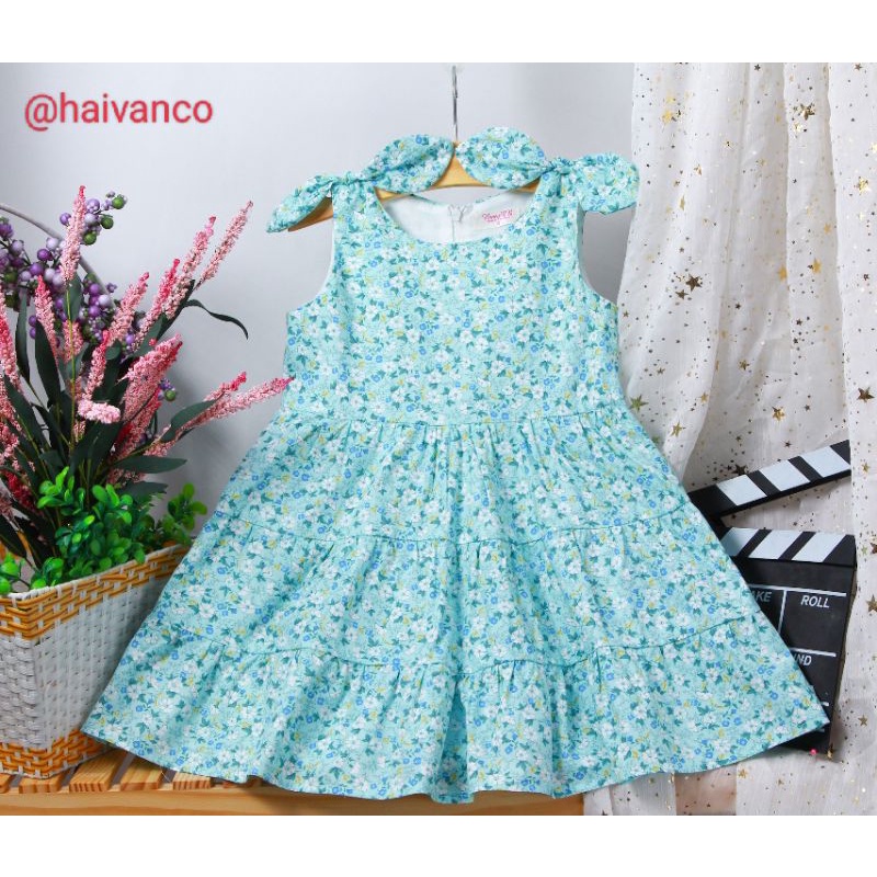 Đầm váy bé gái SIZE ĐẠI hoa nhí tay cánh tiên haivanco vải Kate nhập 15 đến 40 kg  mềm mại thoáng mát đi học đi chơi đẹp
