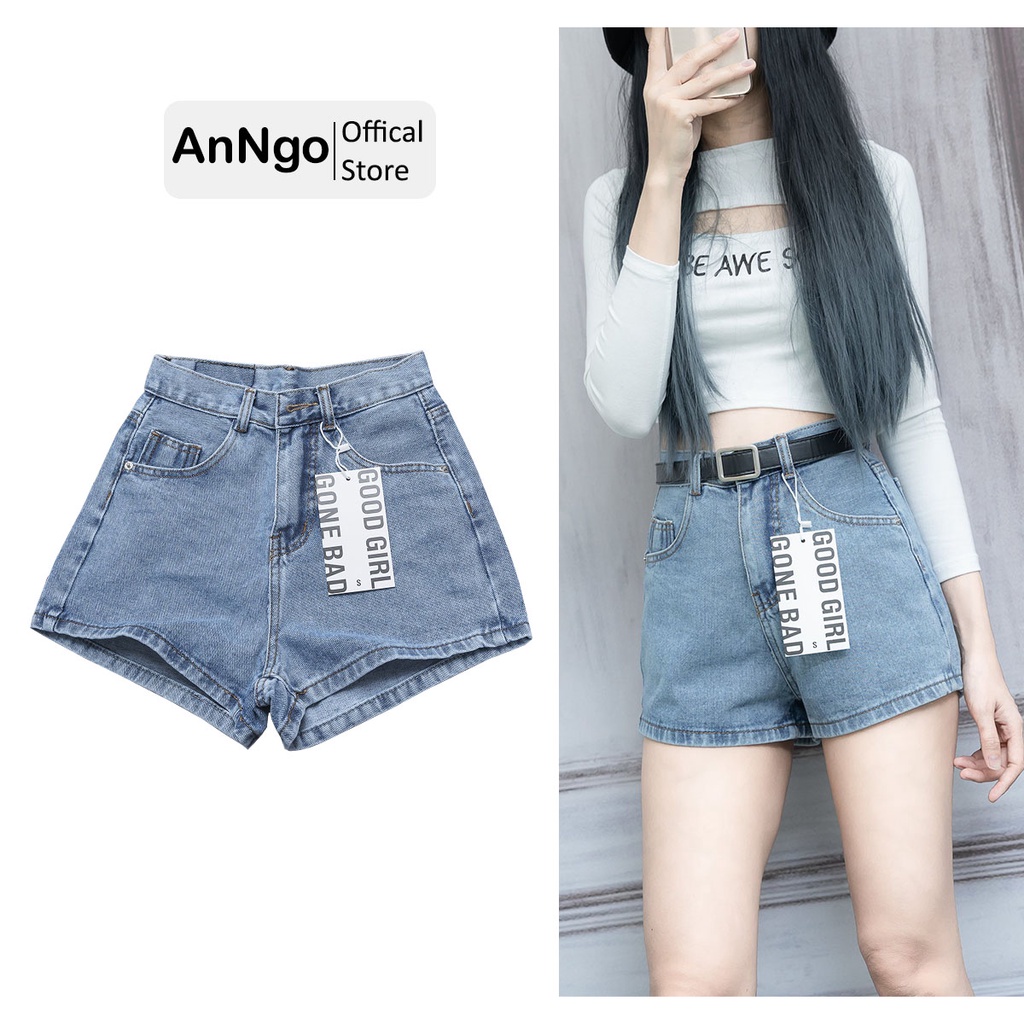 Quần Short Jean Nữ Sành Điệu Chất Jean Denim Bền Đẹp Anngo - At93