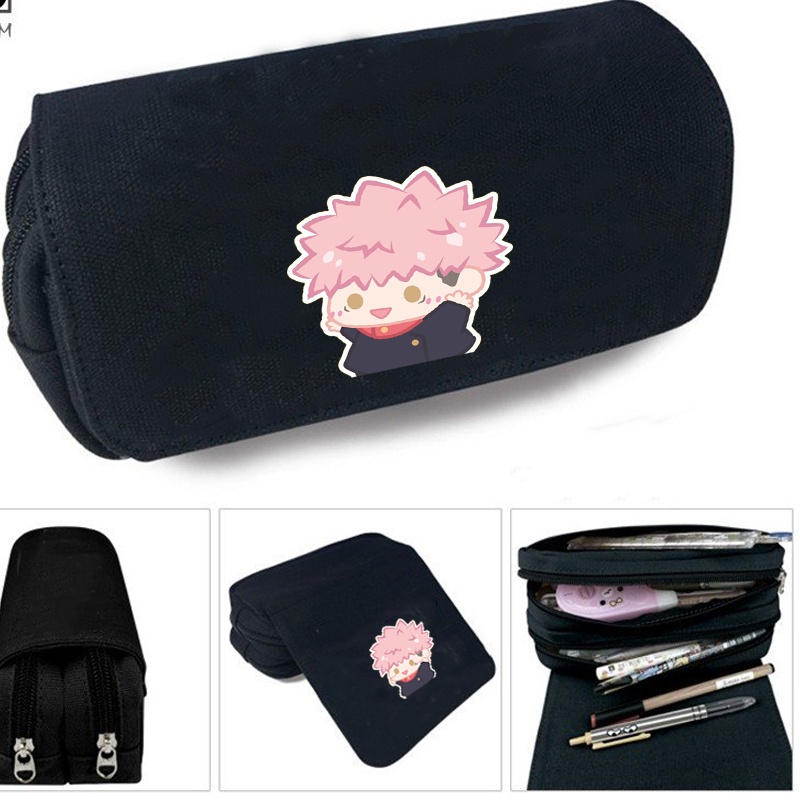 Hộp bút vải canvas in hình JUJUTSU KAISEN VER TẬP THỂ DỤC dễ thương đi học đựng đồ dùng học tập tiện lợi