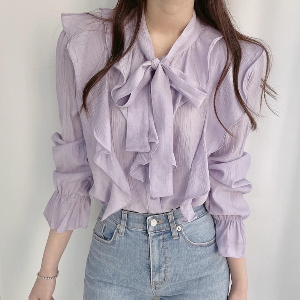 Áo Sơ Mi Voan Cổ Thắt Nơ Thanh Lịch 49763