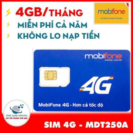 Sim 4G Mobifone MDT250A Trọn gói 1 năm giống F500 (4GB/Tháng) - SIM MDT250A