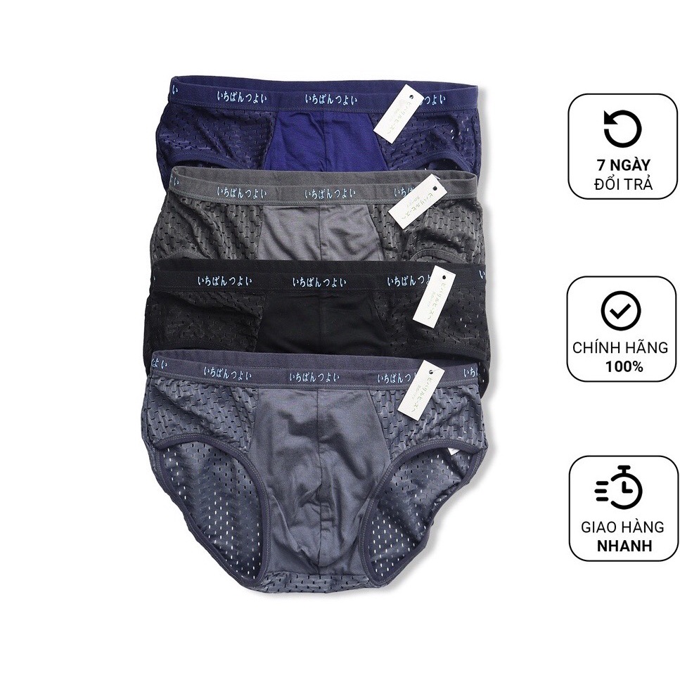 Combo gồm 4 quần sịp tam giác nam Nhật Bản Vải thông hơi, co giãn 4 chiều