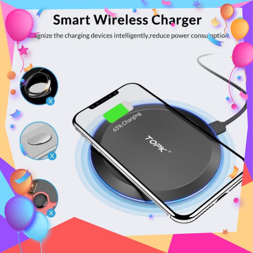 Đế Sạc Nhanh Không Dây TOPK B46W Tiện Dụng Cho IPhone X / XS Max XR 8 Plus / Samsung TPHCM