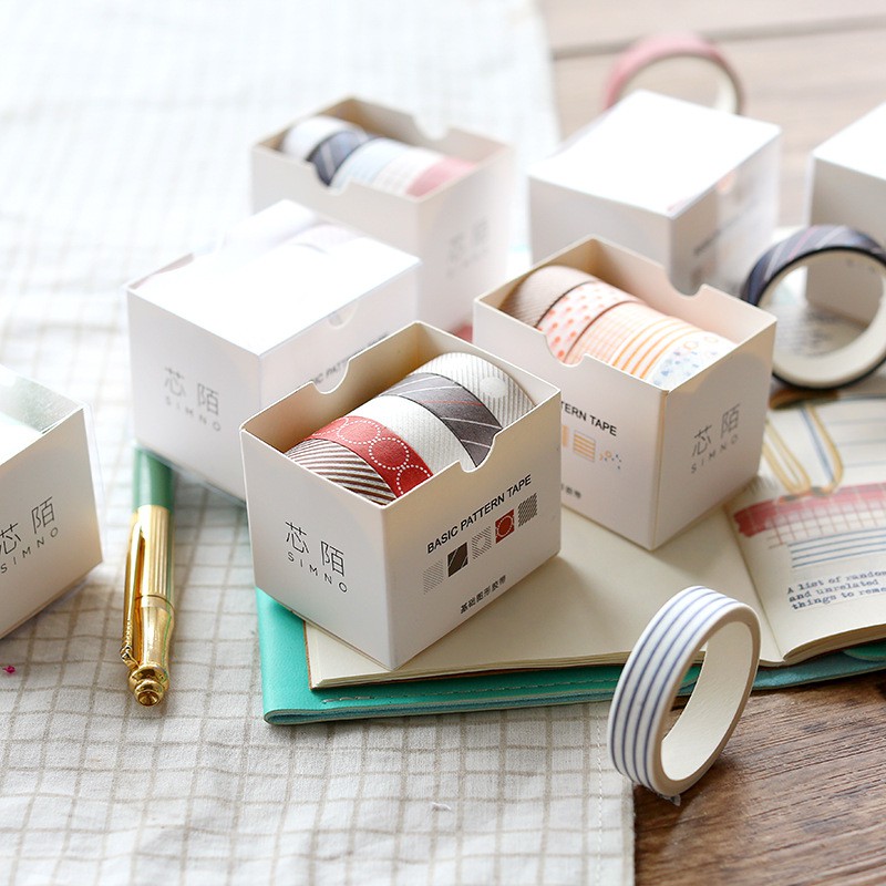 Washi tape set 5 cuộn Simno kích thước 10mm x3m