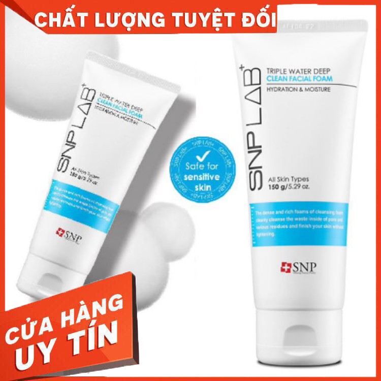 Sữa rửa mặt dưỡng ẩm làm mềm da- SNP LAB+ TRIPLE WATER DEEP CLEAN FACIAL FOAM
