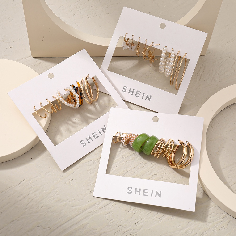 Set 12 bông tai nhiều hình dạng đính ngọc trai sang trọng