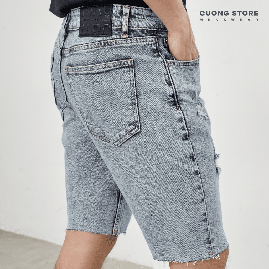 Quần short jean nam xanh bạc MRC 0112 chất cotton cao cấp, form ôm vừa vặn, tôn dáng, trẻ trung - CUONG STORE