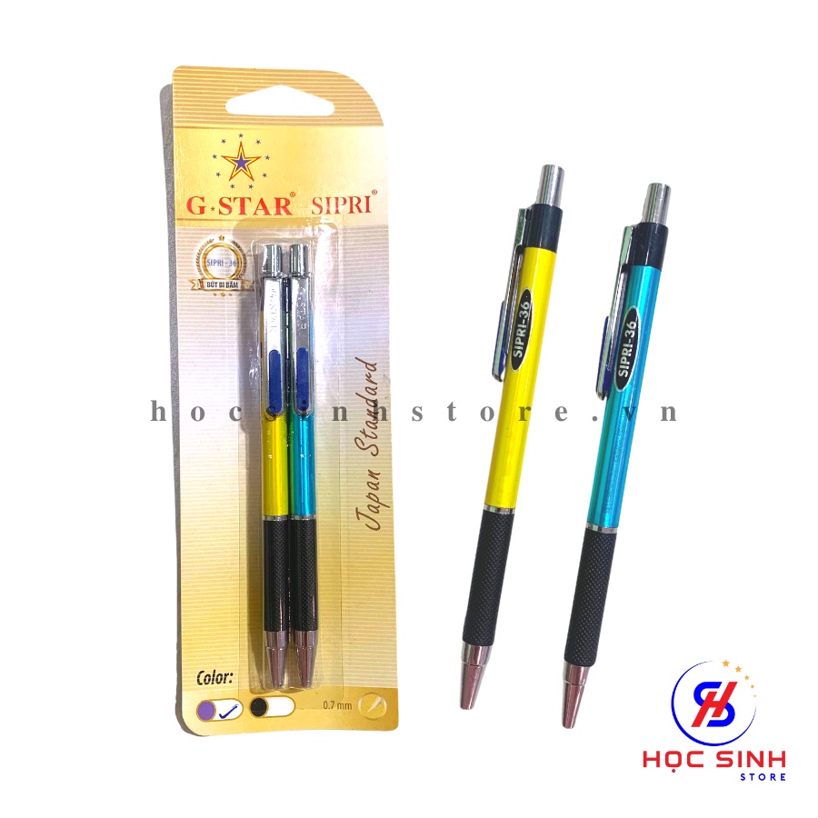 Vỉ 2 cây viết bi mực xanh Gstar Sipri - 36 xuất xứ Thái Lan