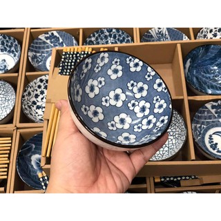 Bộ bát đũa gốm Nhật set 6 hoa văn sang trọng, cực nhẹ