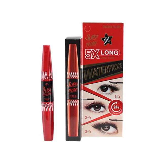 Mascara 2 đầu nối mi Sivanna Super Model 5x Long 5.7g