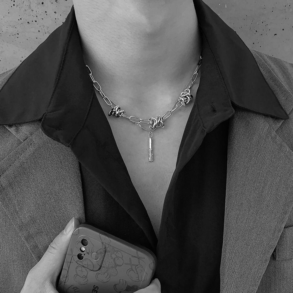 Vòng cổ Hai Lớp Mặt Hình Học Đơn Giản Phong Cách Retro Cho Nam Nữ