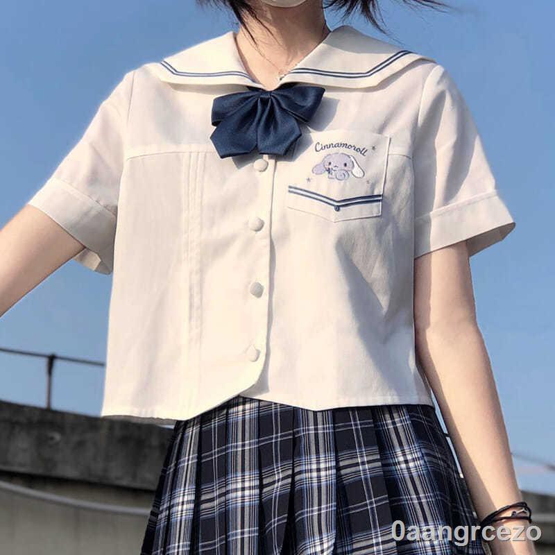 ∏✻Áo sơ mi ngắn tay hai màu đồng phục JK mùa hè đại học Nhật Bản phong cách thủy thủ chó nguyệt quế phù hợp với