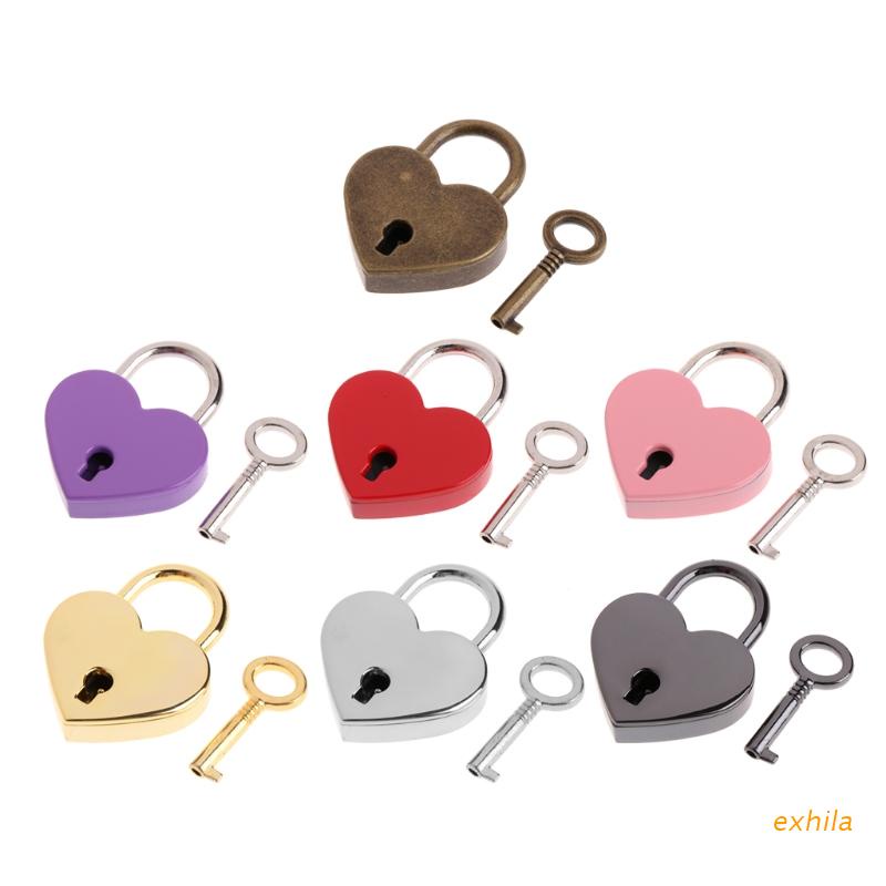 Ổ Khóa Mini Bằng Kim Loại Hình Trái Tim Kèm Chìa Khóa Tiện Dụng Cho Học Sinh/ Cặp Đôi