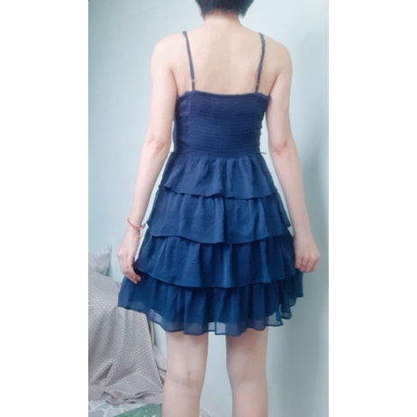 Đầm voan tầng dễ thương xanh đậm 2hand