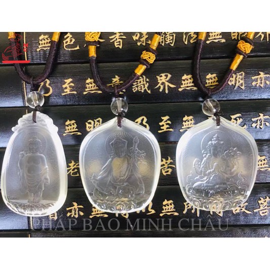 MẶT ĐEO LƯU LY 4.5CM CHƯ PHẬT , BỔN TÔN
