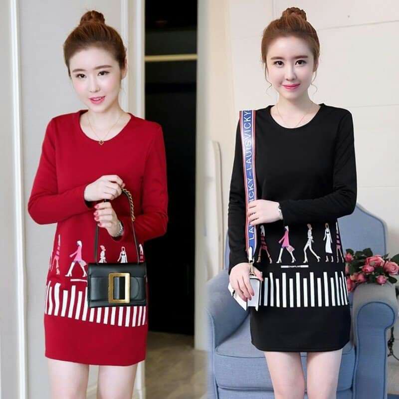 Đầm bầu váy suông tay dài có túi
