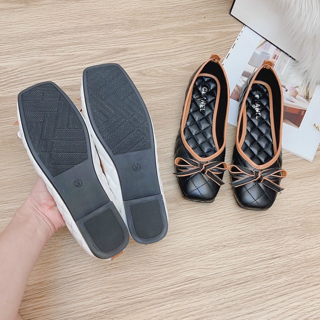 Ảnh thật Video Giày búp bê nữ viền nơ nhí mẫu mới da mềm êm chân siêu xinh