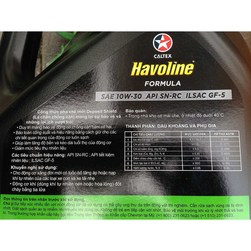 Nhớt ô tô Caltex Havoline Formula 10w30 cho máy xăng [ 4L ]