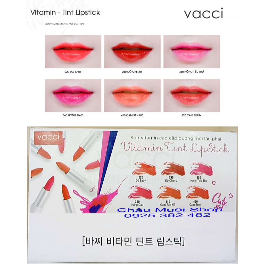 Xả Lỗ (date 05/2022) Son Vitamin Cao Cấp Dưỡng Môi Lâu Phai Vacci  Vitamin Tint Lipstick