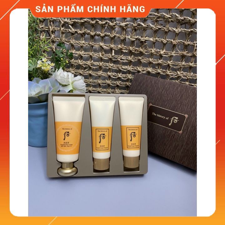 Whoo Essentinal Sum Cream- Set kem chống nắng whoo vàng