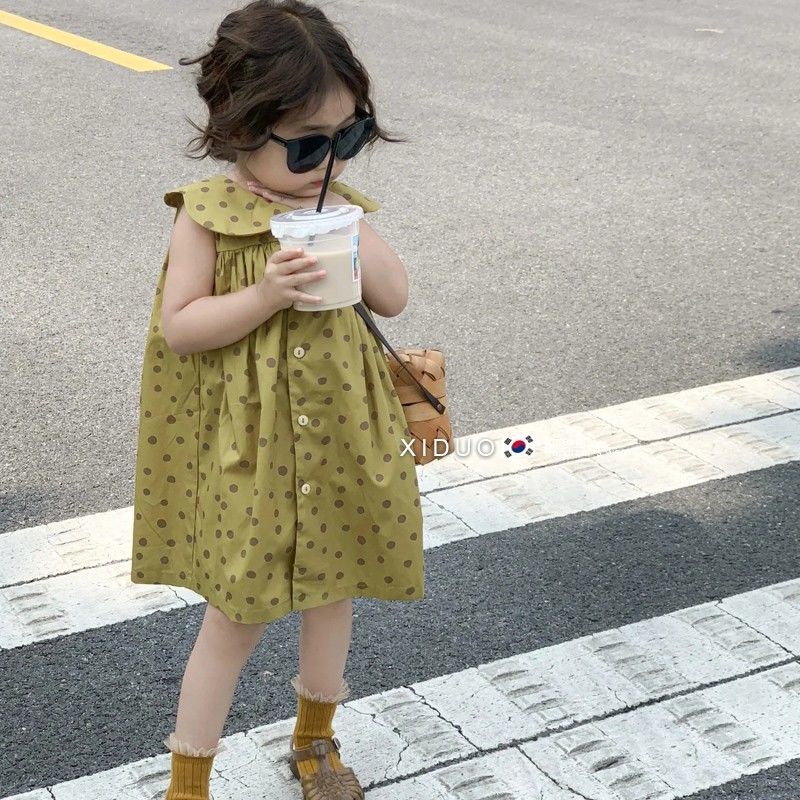 Đầm Công Chúa Mùa Hè Không Tay Dễ Thương Phong Cách Hàn Quốc Hợp Thời Trang Cho Bé Gái 5 Tuổi