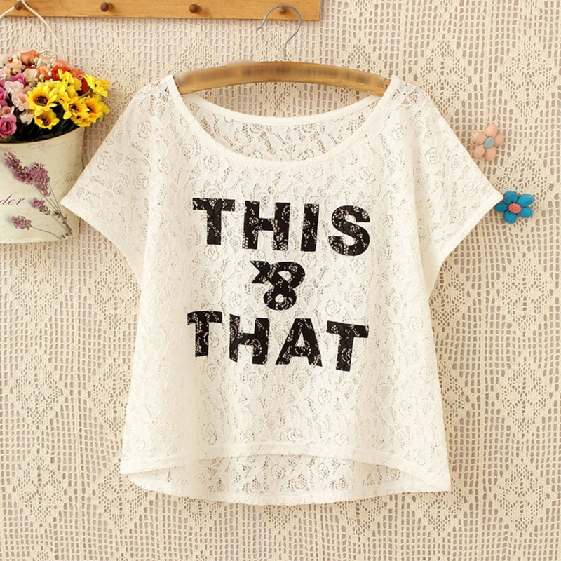 Áo Thun Lửng Ngắn Tay Phối Ren Phong Cách Cổ Điển Thanh Lịch Dành Cho Nữ