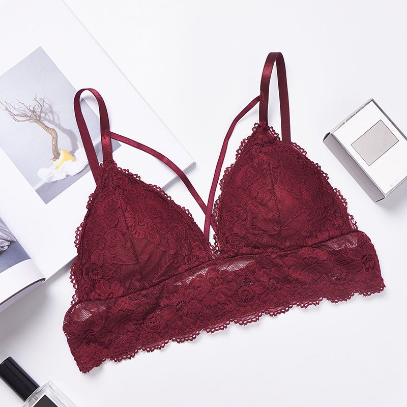 Áo bralette ren không gọng có mút đệm tháo được cho nữ