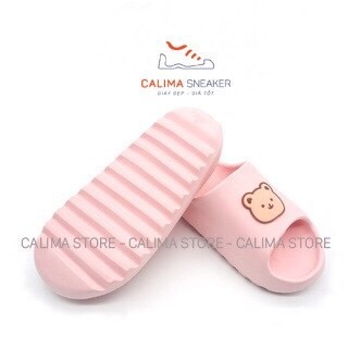 Dép bánh mì quai ngang hình gấu dễ thương , dép nữ có 3 màu hồng , kem , đen size từ 36-40