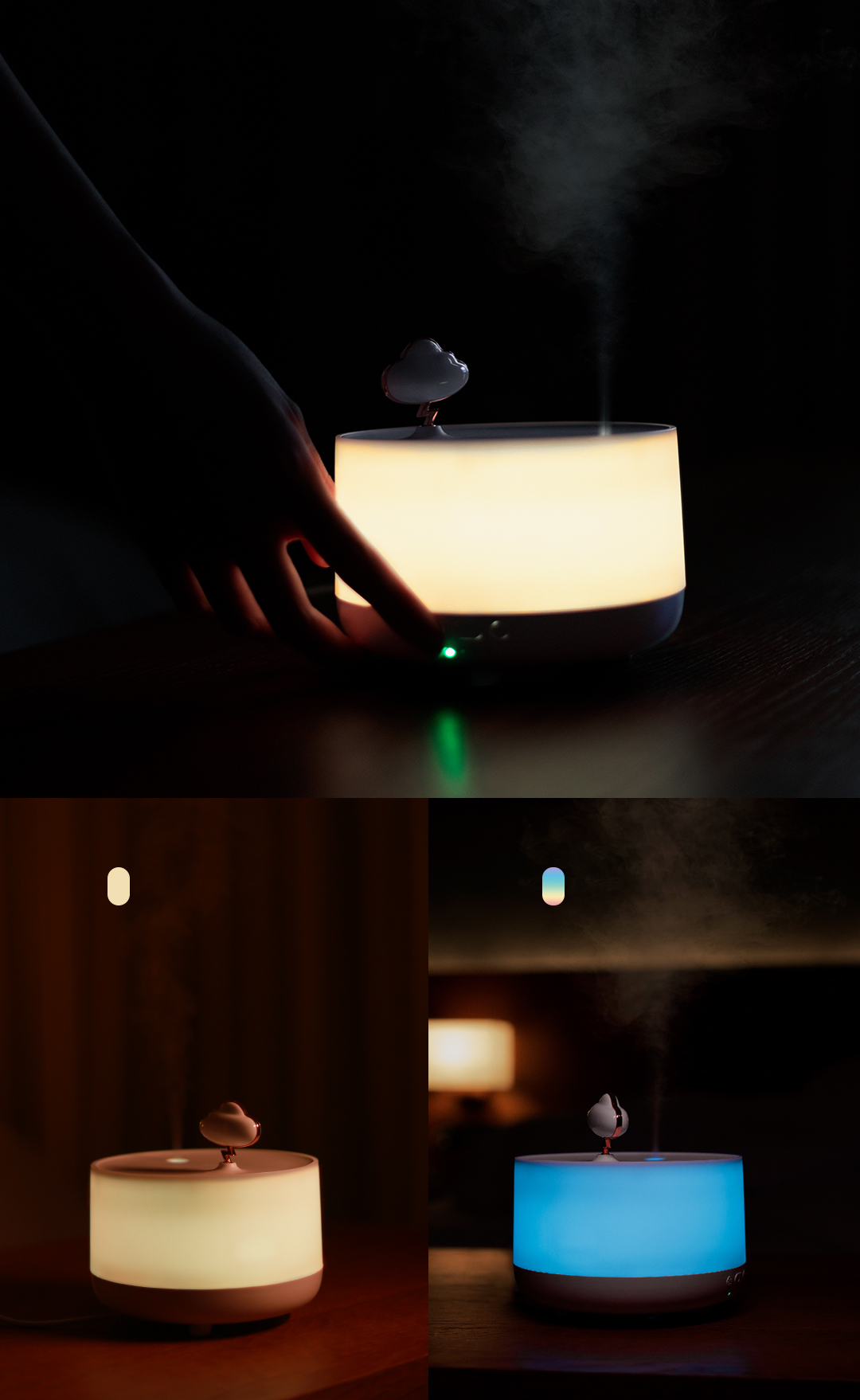 Uareliffe Cloud Aroma Diffuser Humidifier Với ánh sáng lãng mạn Thiết kế hộp âm nhạc cổ điển Cắm USB Máy tạo ẩm không khí siêu âm Chống cháy khô 3 tốc độ Chức năng hẹn giờ Tắt tiếng Máy tạo sương có đèn ban đêm Có thể thêm tinh dầu